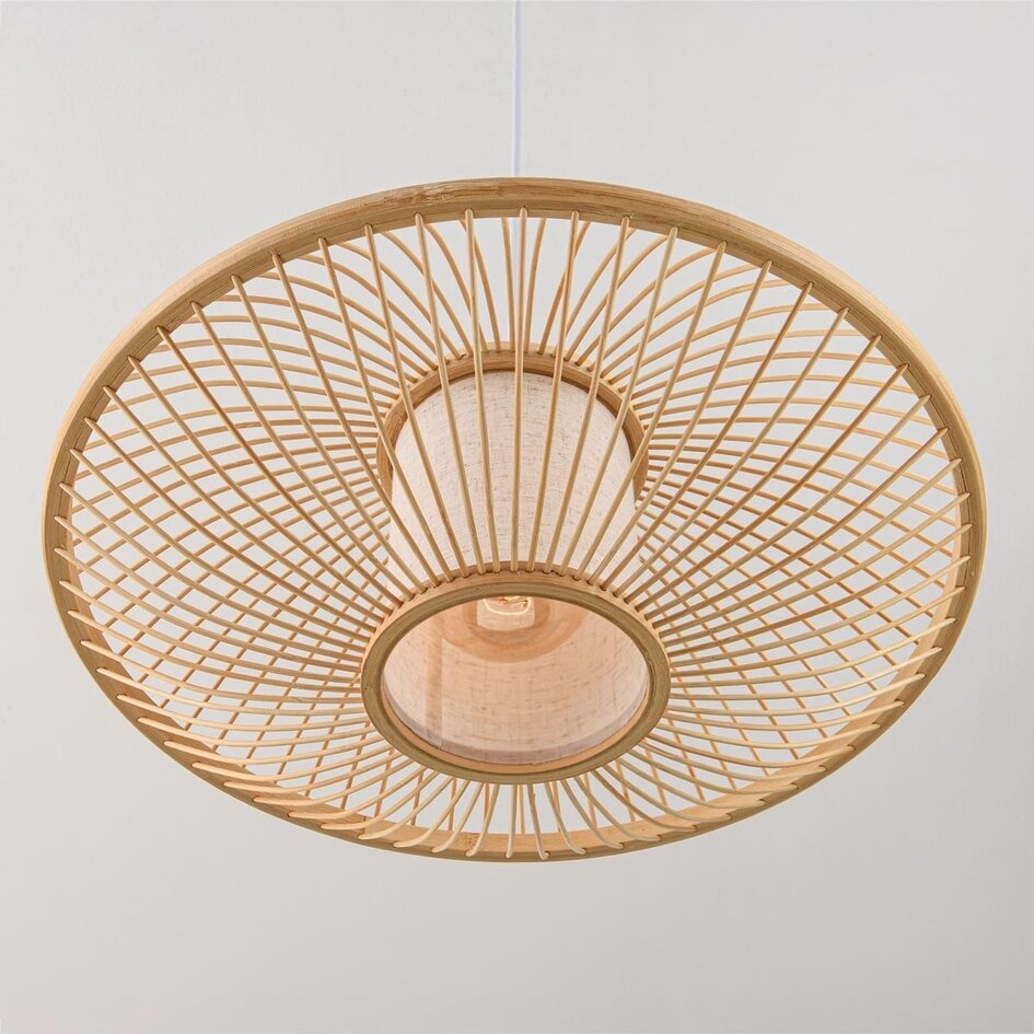 Suspension Levra en bambou à diffuseur en lin naturel