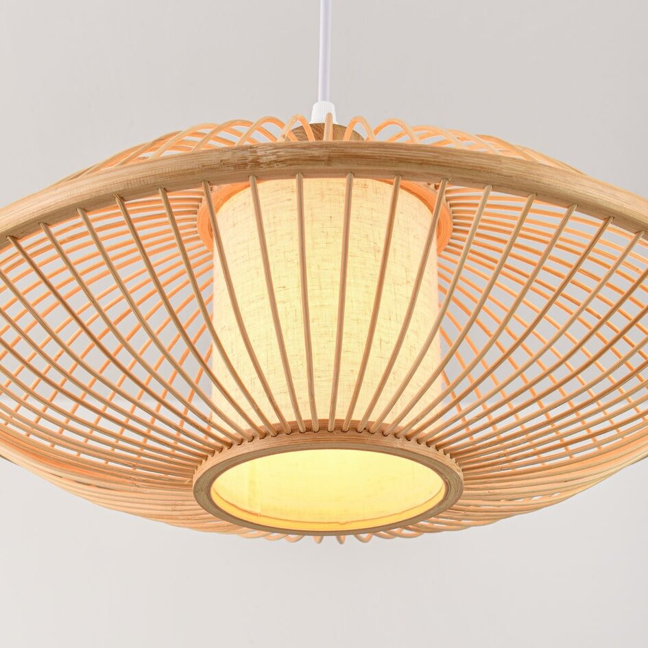Suspension Levra en bambou à diffuseur en lin naturel