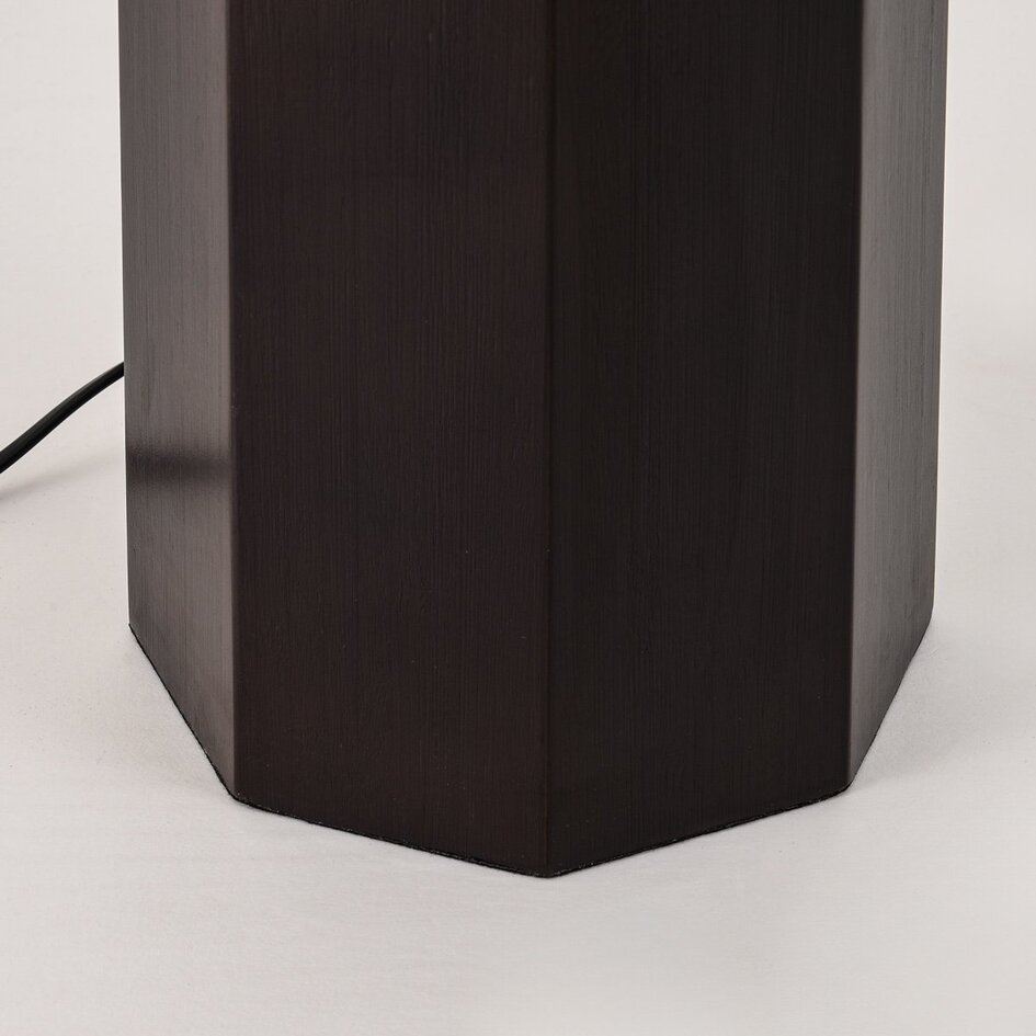 Lampadaire Mirno en bambou foncé avec abat-jour en lin