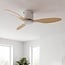 Ventilateur de plafond Rivotra avec télécommande - blanc et hêtre