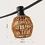 Kit de guirlande guinguette avec abat-jour jaune-brun chiné aspect rotin, disponible avec différentes ampoules LED