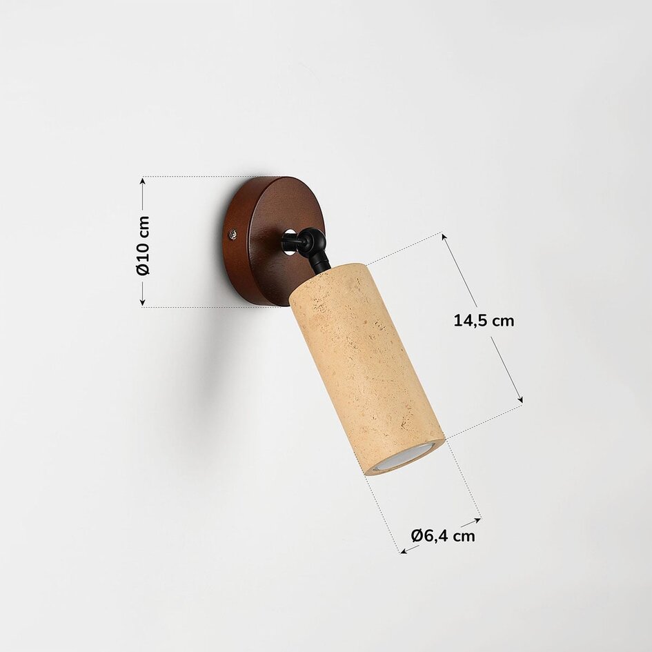 Plafonnier Jorie avec travertin (pierre naturelle) et bois