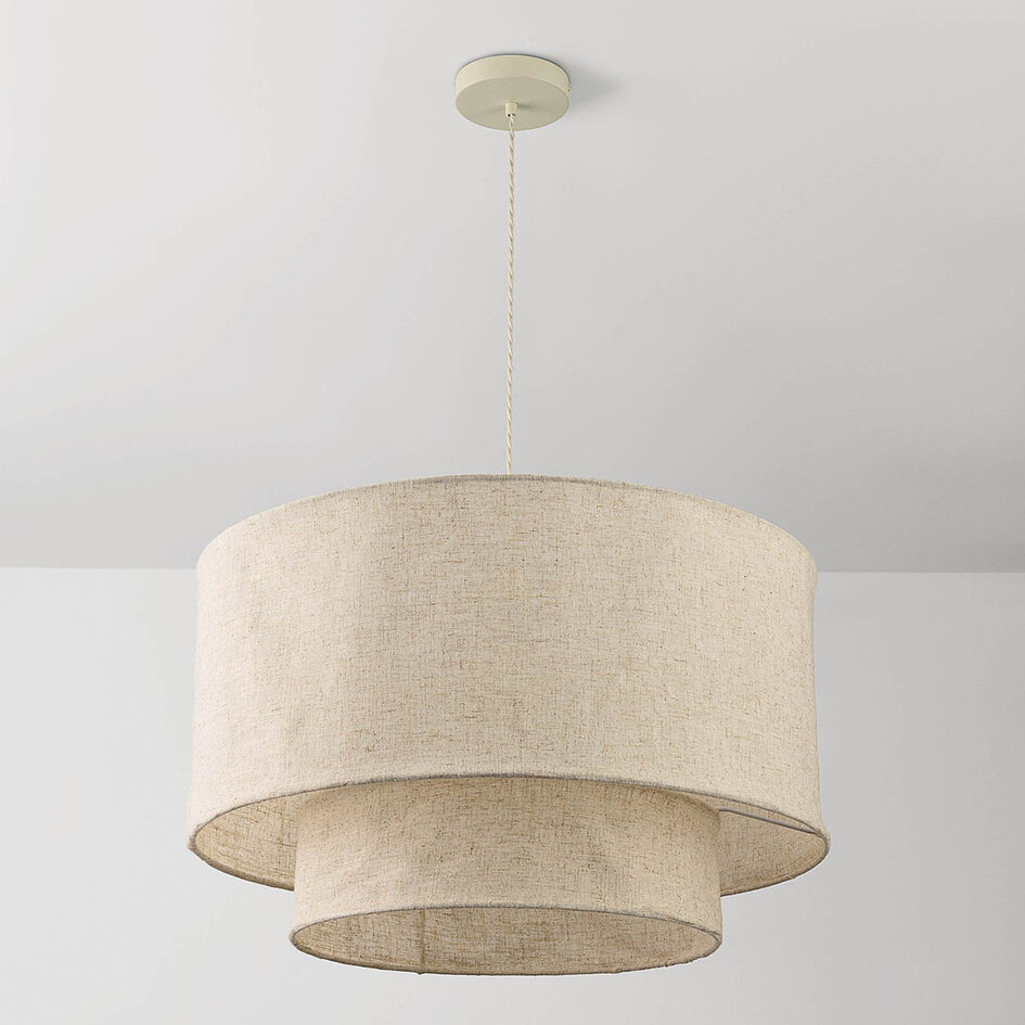 Suspension Cavallo 2 couches avec abat-jour en lin - beige