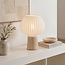 Lampe de table Varel à abat-jour en tissu et pied en travertin (pierre naturelle)