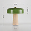 Lampe de table Sento à abat-jour en verre vert et travertin (pierre naturelle)