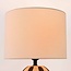 Lampe de table Miora en céramique rayée à abat-jour en tissu beige