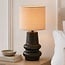 Lampe de table Ayra en céramique anthracite à abat-jour en tissu beige