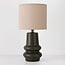 Lampe de table Ayra en céramique anthracite à abat-jour en tissu beige