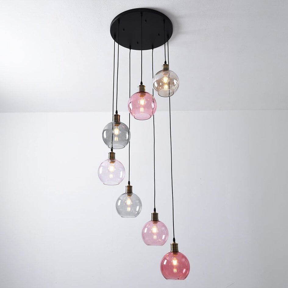 Suspension Liya 7 lumières - verre coloré