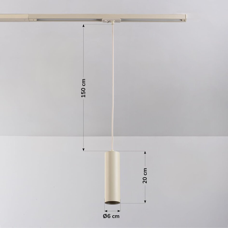 Suspension tube Simon beige pour éclairage sur rail monophasé