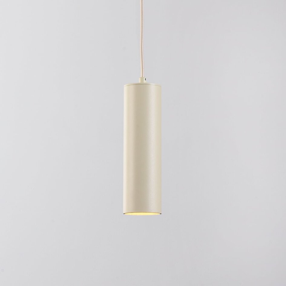 Suspension tube Simon beige pour éclairage sur rail monophasé