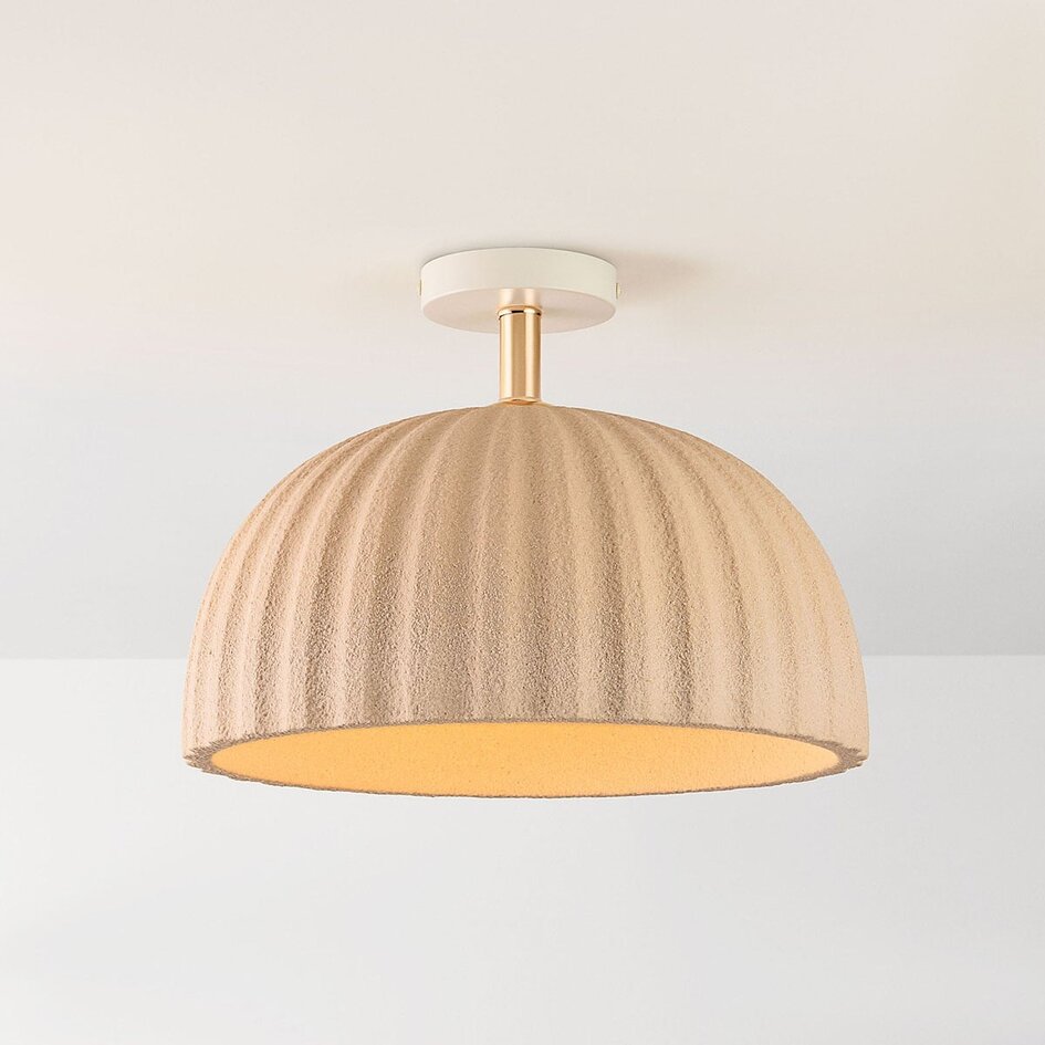 Plafonnier Lysko avec abat-jour nervuré - beige sable