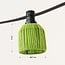 Kit guirlande guinguette avec abat-jours verts avec aspect rotin, disponible avec différentes ampoules LED