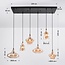 Lampe suspendue design à 6 lumières Trinidad noir avec verre ambré