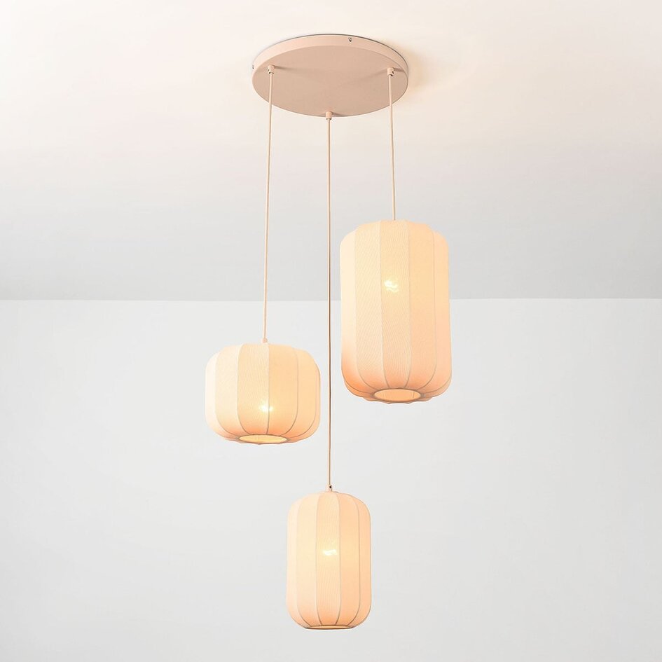 Suspension Japandi Morra 3 lumières en tissu