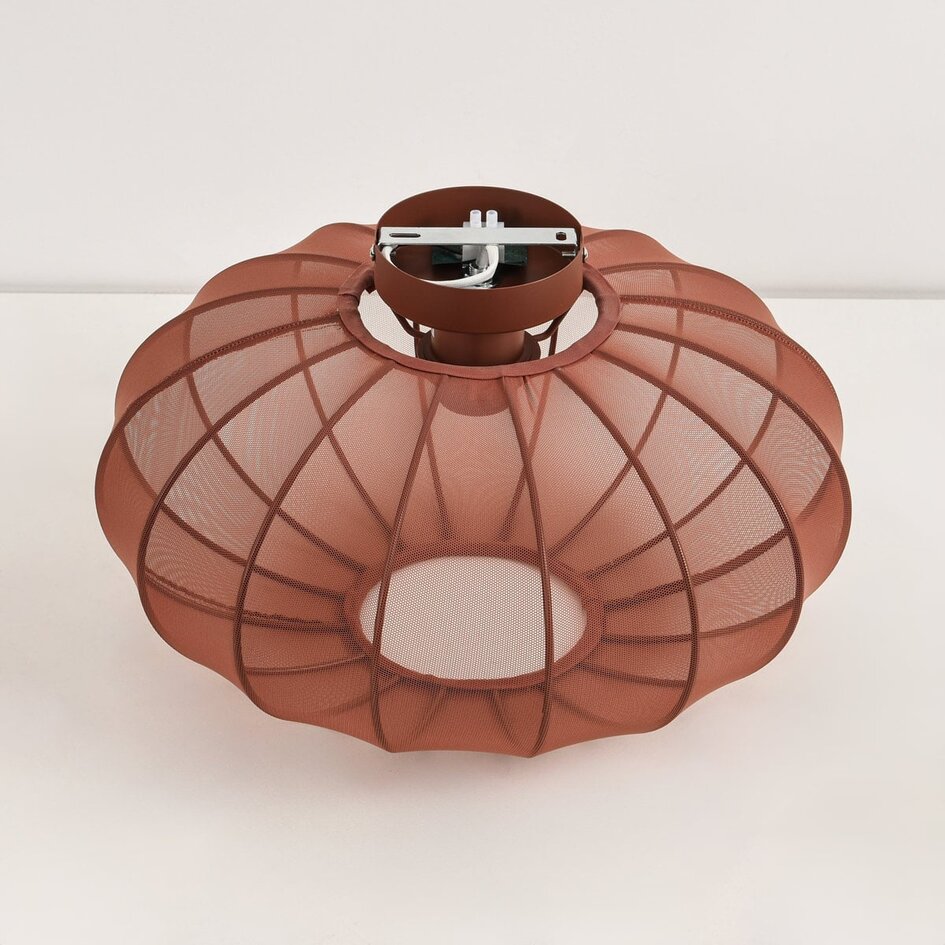Plafonnier Linen avec abat-jour rond en tissu rose terre cuite