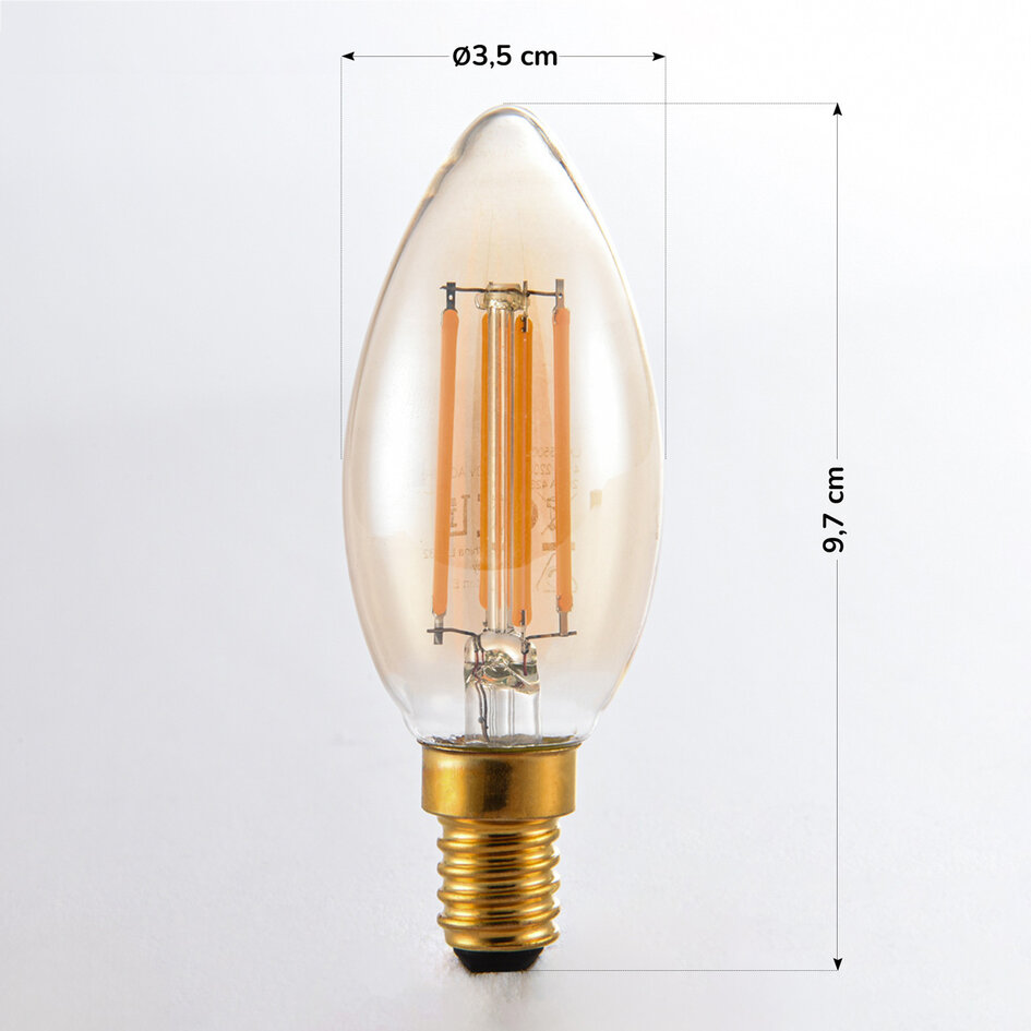 Ampoule flamme LED E14 à filament dimmable Ø35 mm en verre ambré 4,5 W 2200 K
