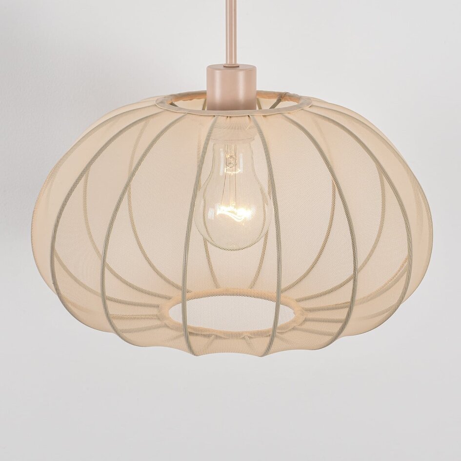 Applique murale réglable Brandel - abat-jour rond en tissu beige clair