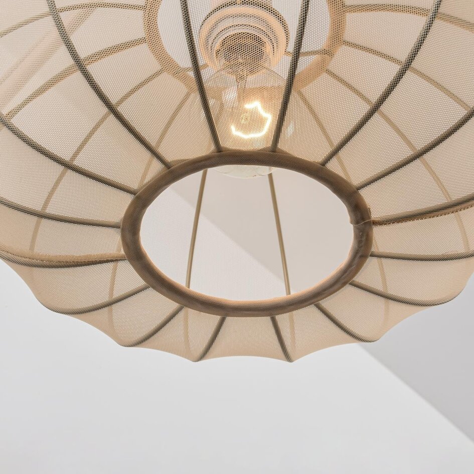 Applique murale réglable Brandel - abat-jour rond en tissu beige clair