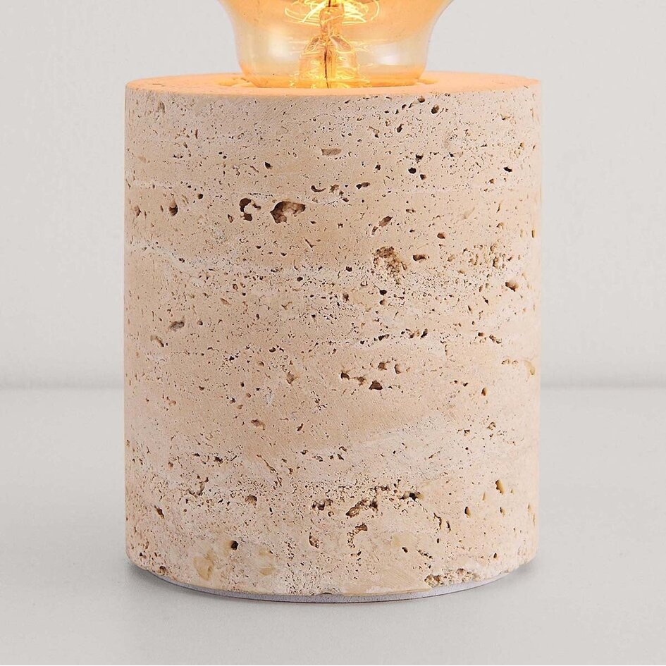 Lampe de table Thalassa avec pied effet travertin (sans ampoules)
