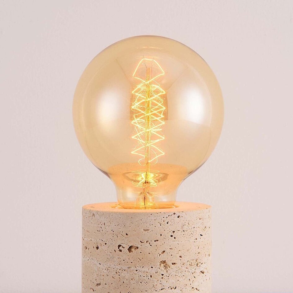 Lampe de table Thalassa avec pied effet travertin (sans ampoules)