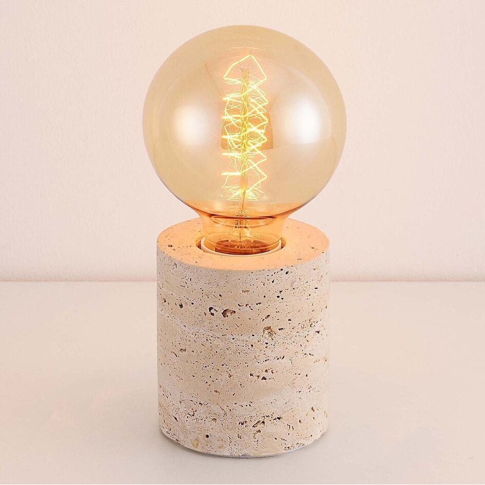 Lampe de table Thalassa avec pied effet travertin (sans ampoules)