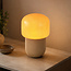 Lampe de table Ledine avec verre ambré et pied nervuré - taupe
