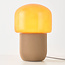 Lampe de table Ledine avec verre ambré et pied nervuré - taupe