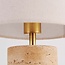 Lampe de table Marisol - pied en céramique effet travertin et abat-jour en tissu