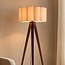 Lampadaire Florien à abat-jour plissé en lin et trépied métallique en brun