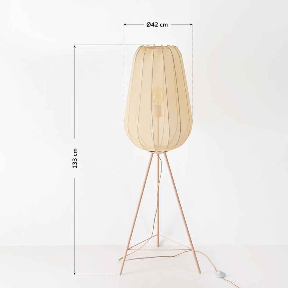 Lampadaire Solvo en tissu - beige clair