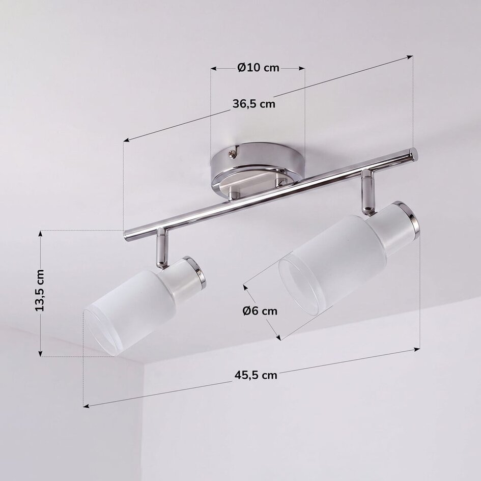 Spot de plafond moderne argenté, 2 lumières - Crystal (prise E14)