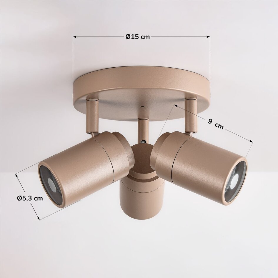 Spot de plafond à 3 lumières Nivo avec spots orientables - beige sable