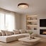 Plafonnier dimmable à 3 étapes Cercul avec LED intégrée et effet pierre beige - aspect noyer