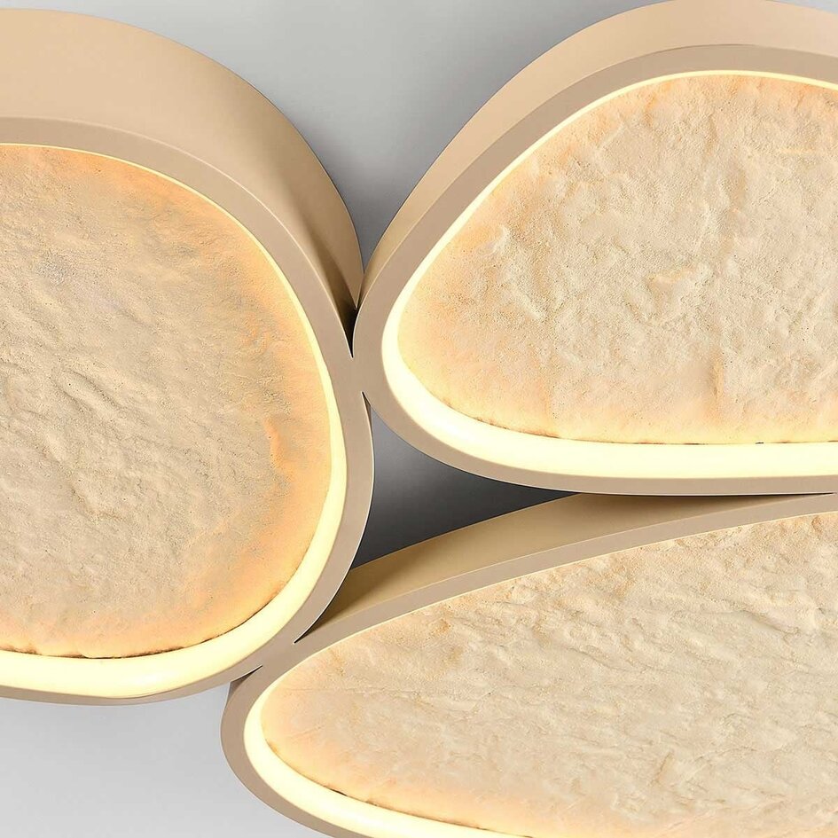 Plafonnier Elpisie avec LED dimmable à 3 étapes et effet pierre - beige