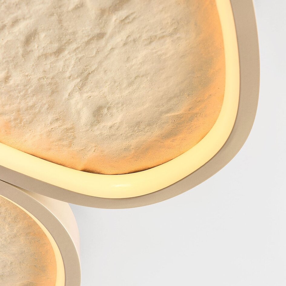 Plafonnier Elpisie avec LED dimmable à 3 étapes et effet pierre - beige