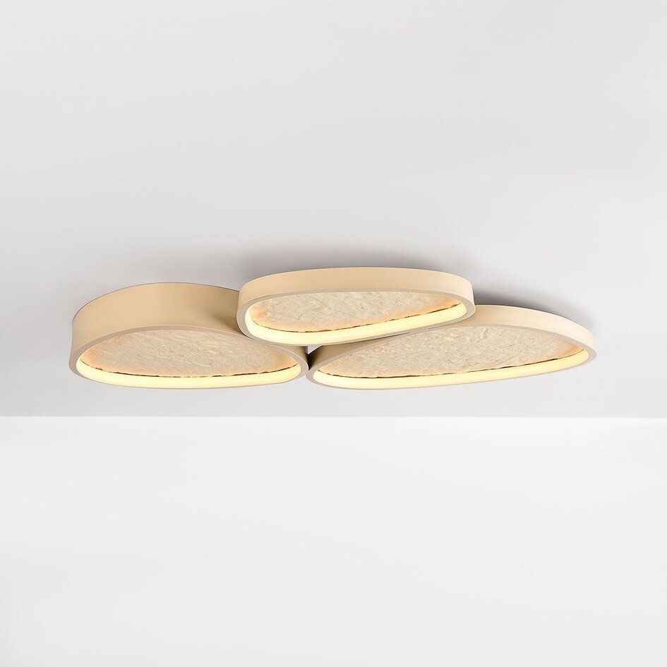 Plafonnier Elpisie avec LED dimmable à 3 étapes et effet pierre - beige