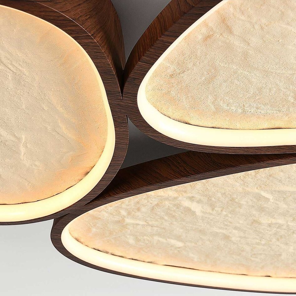 Plafonnier Elpisie avec LED dimmable à 3 étapes et effet pierre - aspect noyer