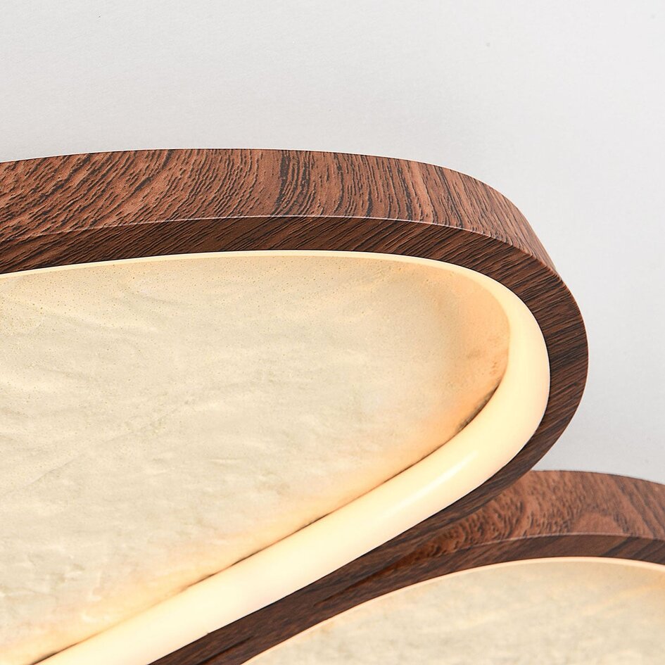 Plafonnier Elpisie avec LED dimmable à 3 étapes et effet pierre - aspect noyer