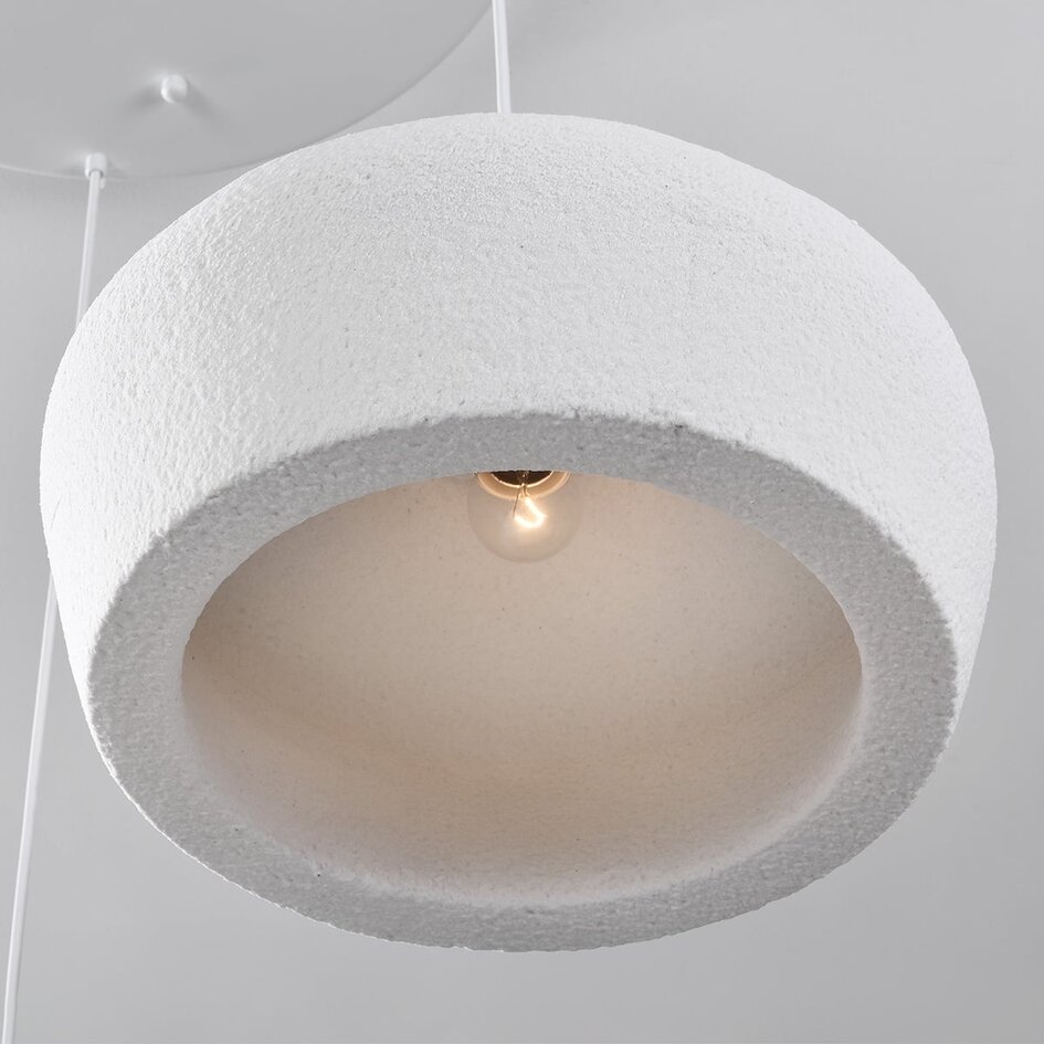 Suspension 3 lumières Wabi Sabi Mizu - effet pierre blanche