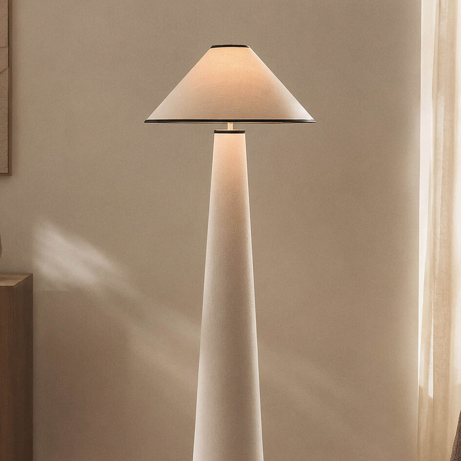 Lampadaire Violetta en lin - blanc
