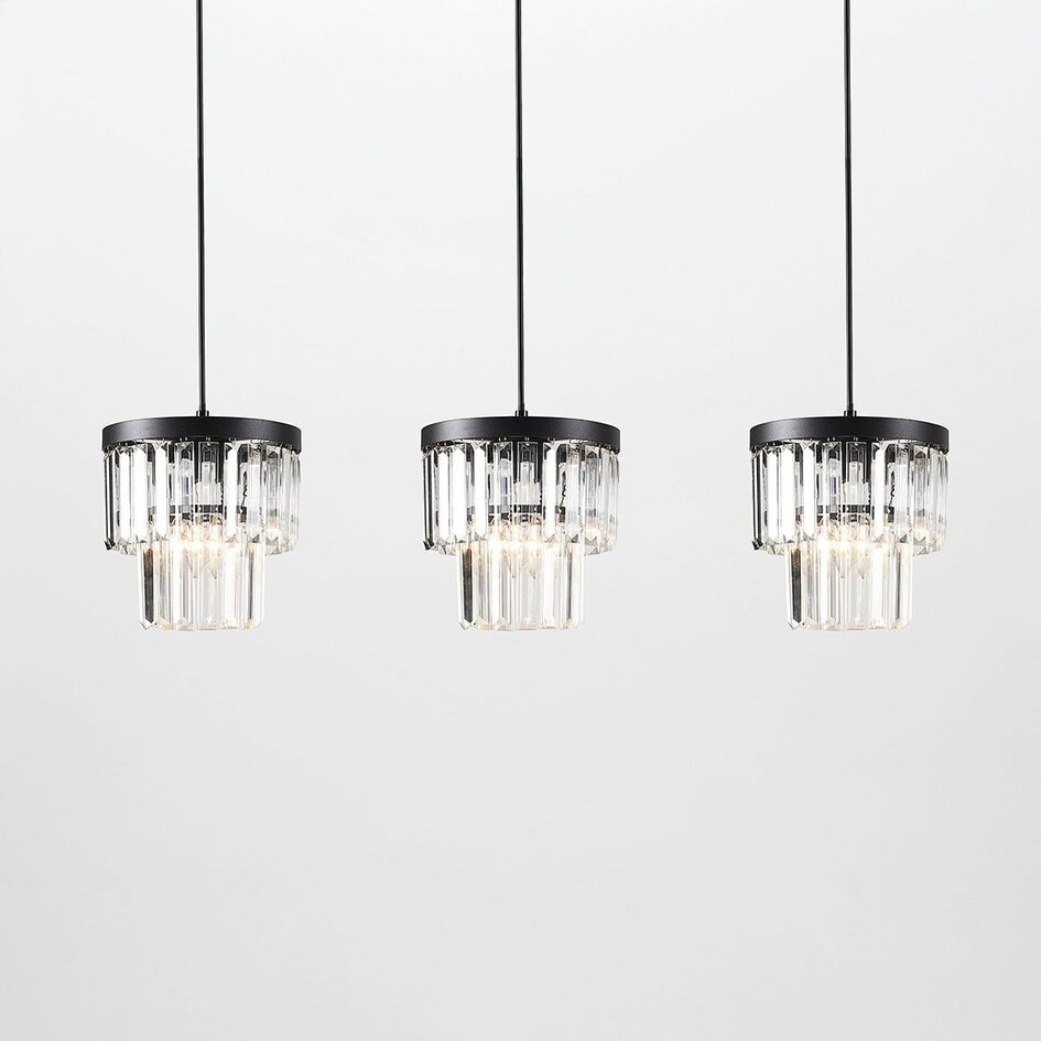 Suspension à 3 lumières avec cristaux de verre - Kristi