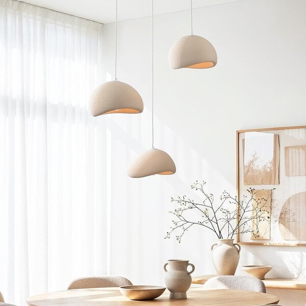 Lampe suspendue Wabi Sabi Ishi à 3 lumières avec effet pierre beige sable - 3 x 30 cm