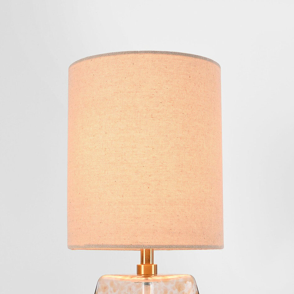 Lampe de table Irsa à abat-jour en lin et verre ambré