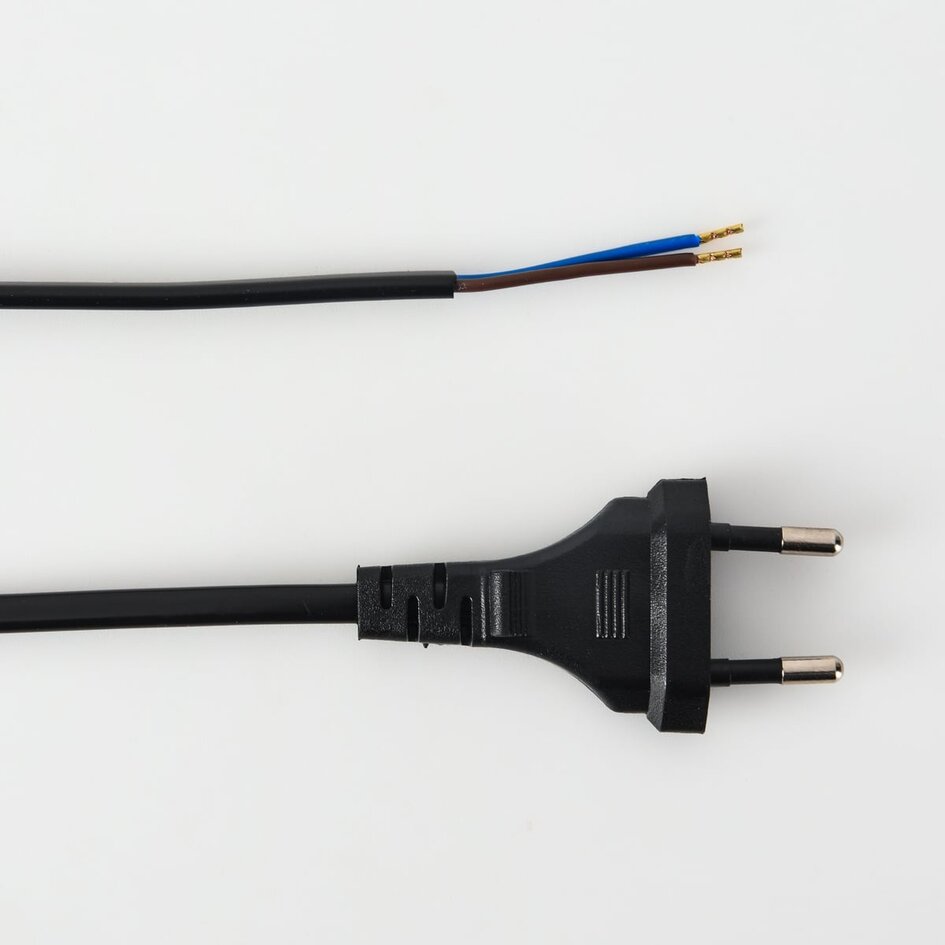 Câble de connexion avec fiche euro noire, 2 mètres - 2 x 0,75 mm