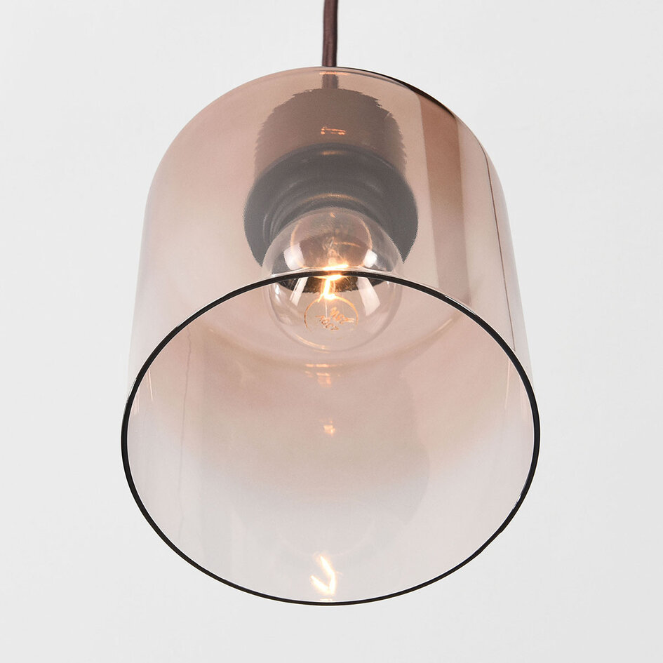Suspension 6 lumières Palaio avec verre ombré - marron