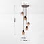 Suspension design Palaio 5 lumières en verre ombré en brun