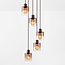 Suspension design Palaio à 5 lumières avec verre ombré - marron