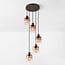 Suspension design Palaio 5 lumières en verre ombré en brun