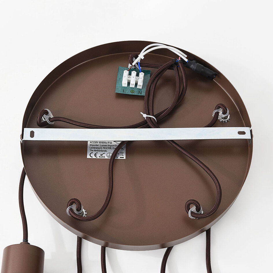 Suspension design Palaio à 5 lumières avec verre ombré - marron